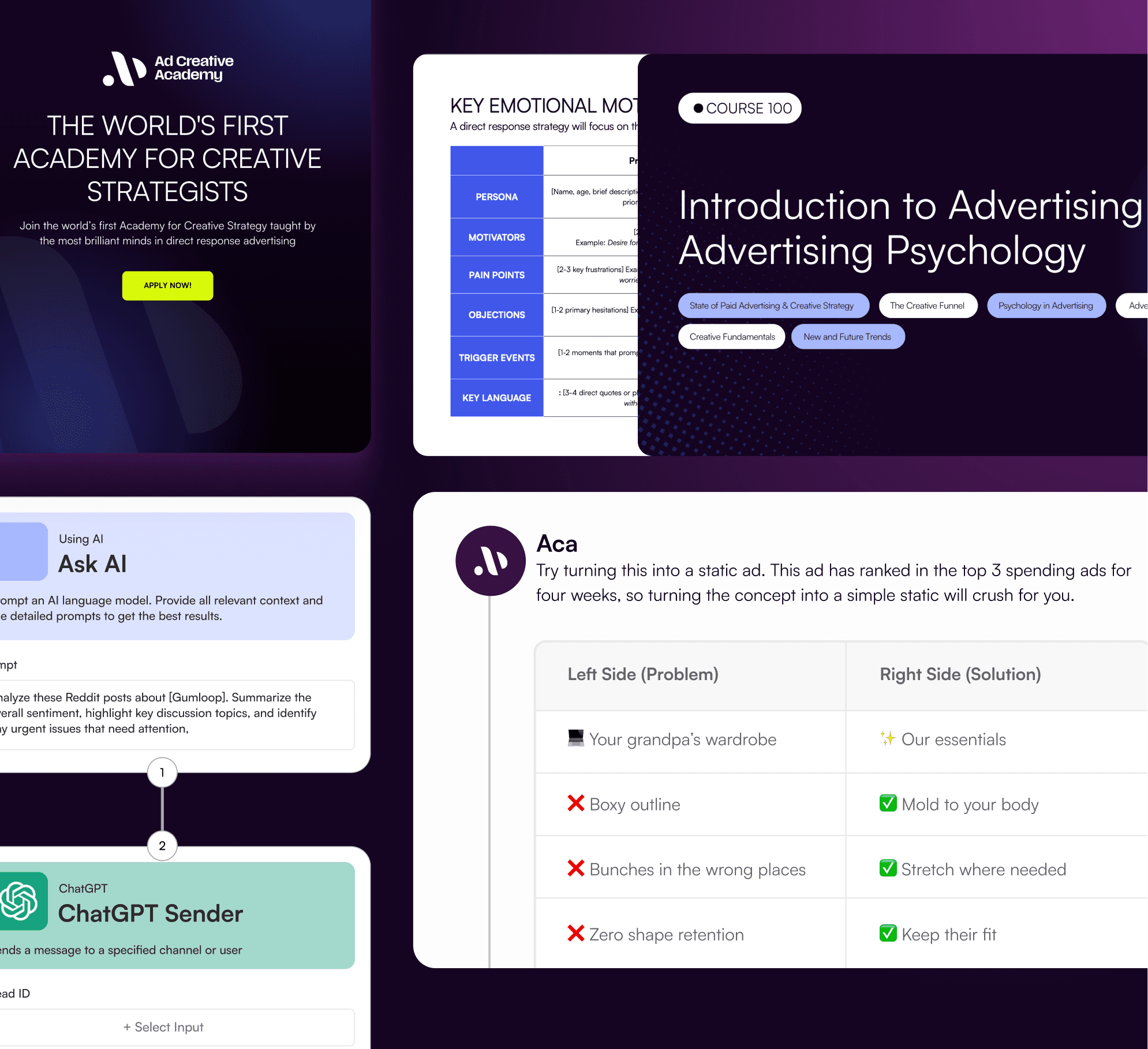 Ad Creative Academy worksheets, AI prompts and workflow builder
